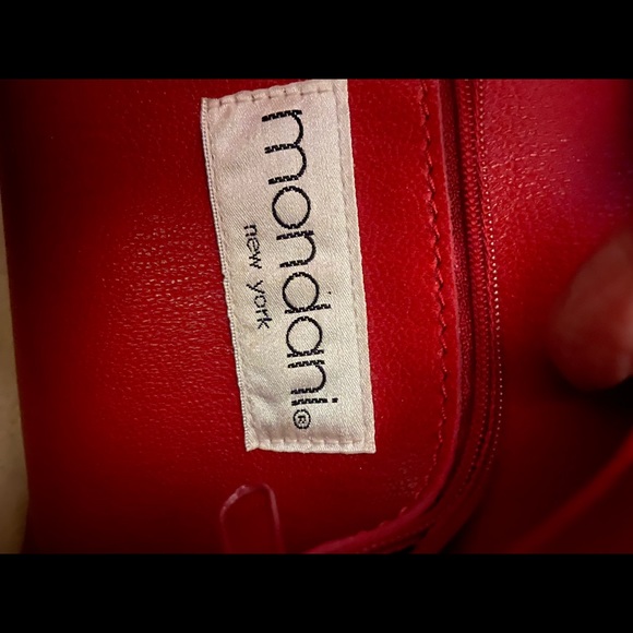 Red hand bag that is adorable.  Made from leather like material. - Picture 4 of 4